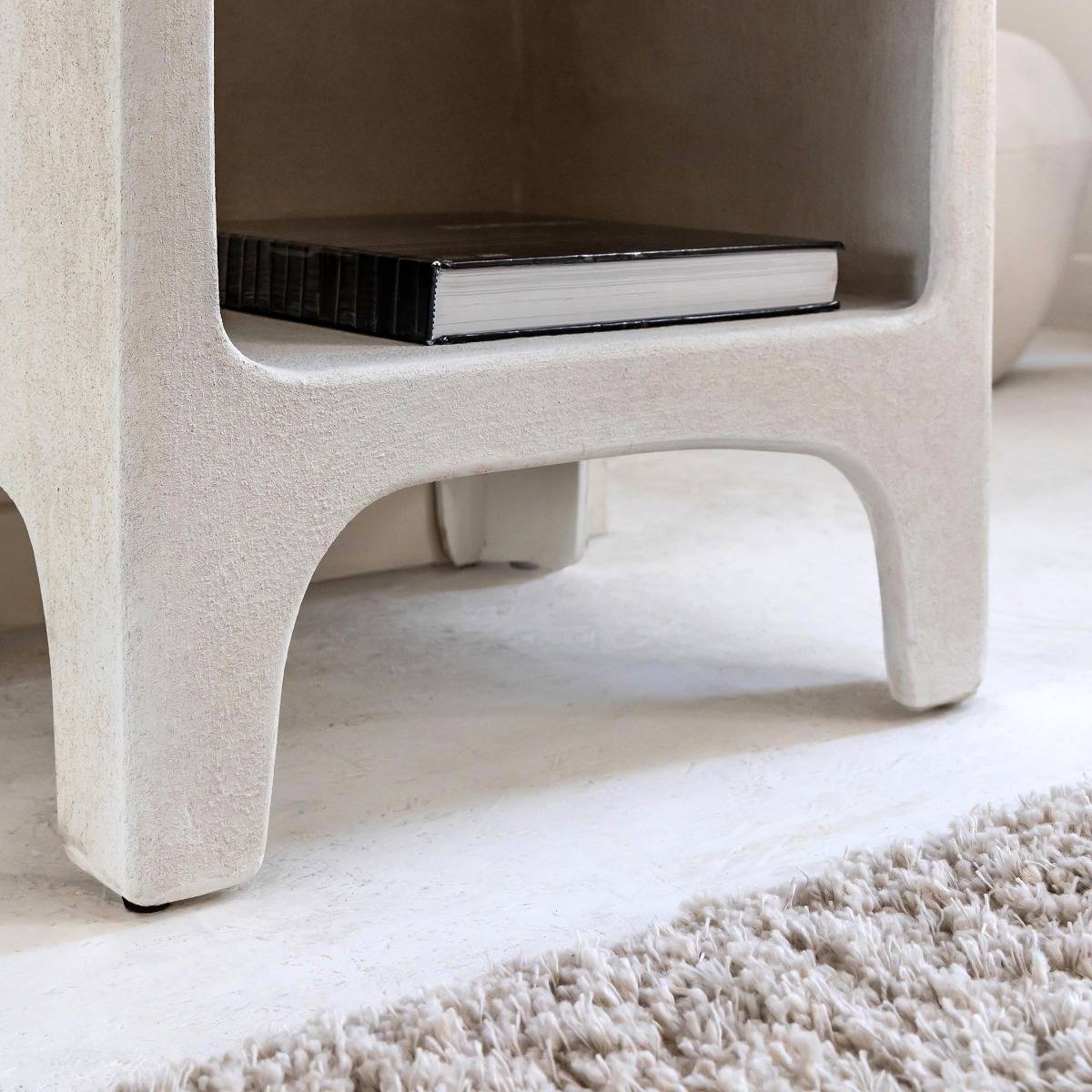 Bibliothèque en bois effet béton blanc Danaé