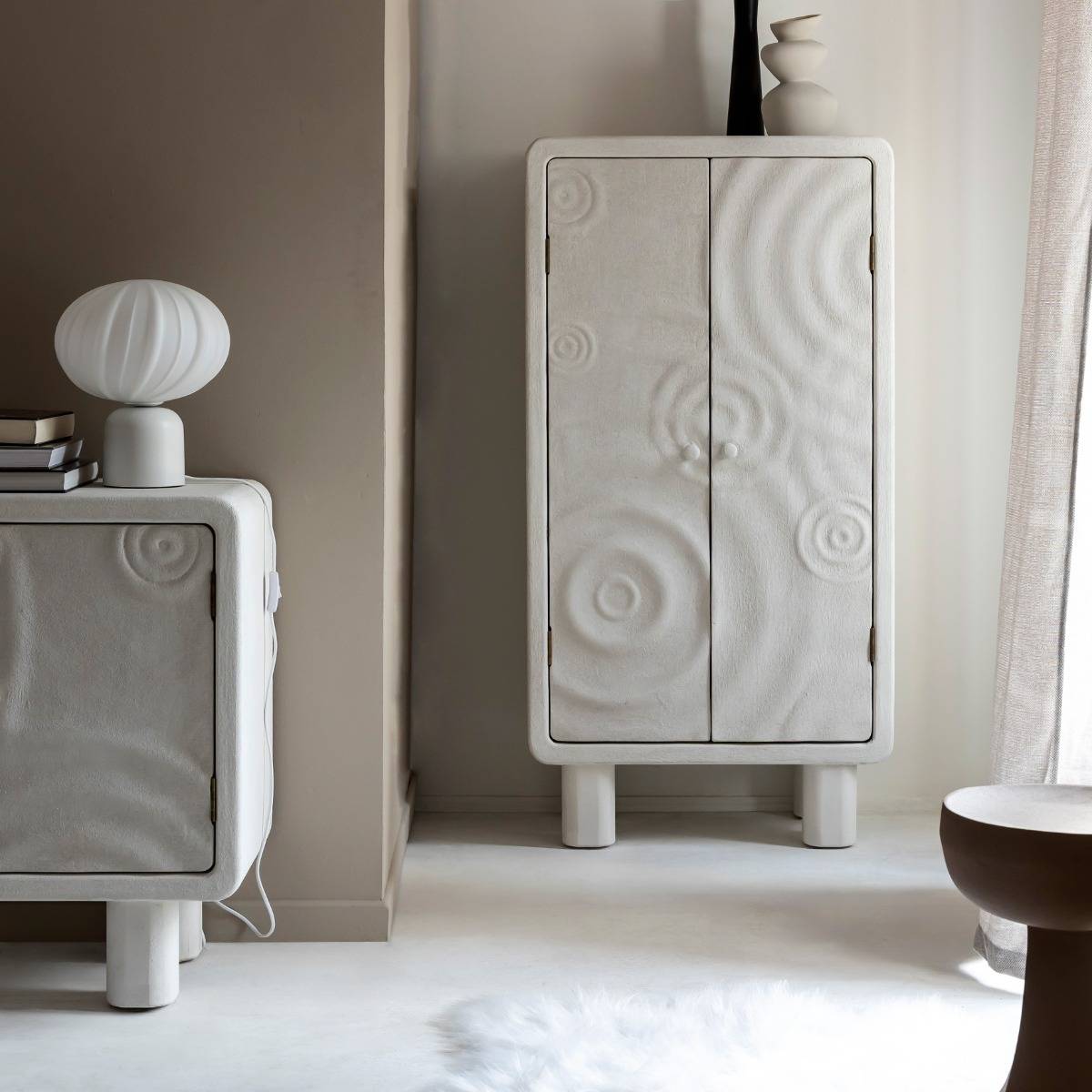 Armoire en MDF blanc effet béton Danaé