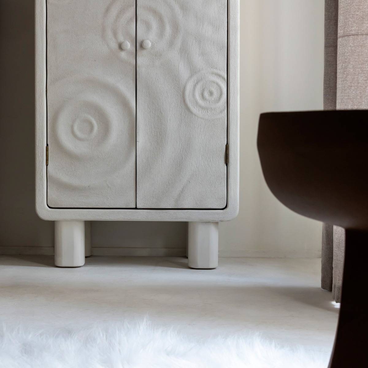 Armoire en MDF blanc effet béton Danaé