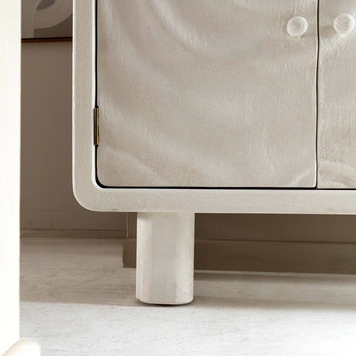 Buffet 3 portes en MDF blanc effet béton Danaé