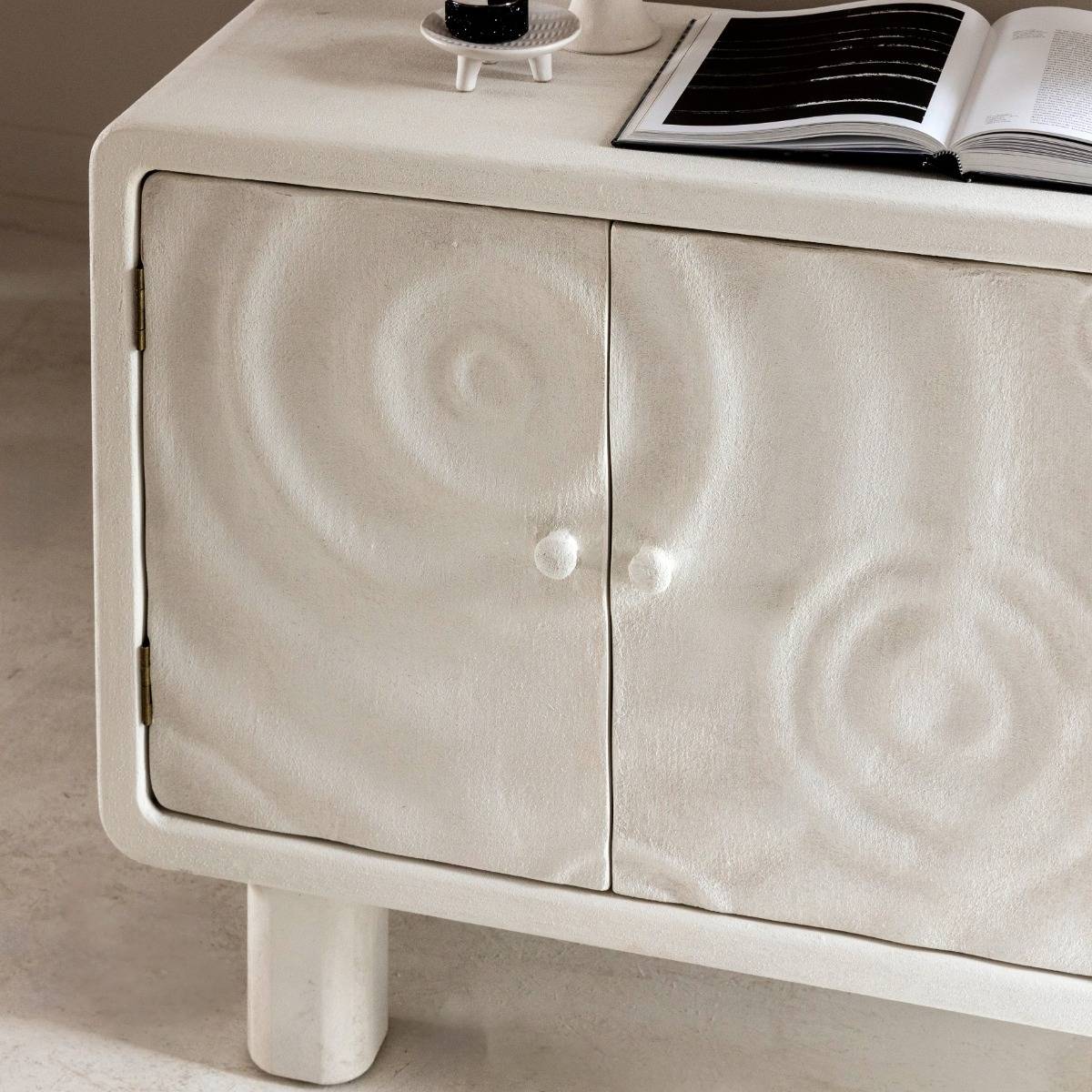 Buffet 3 portes en MDF blanc effet béton Danaé