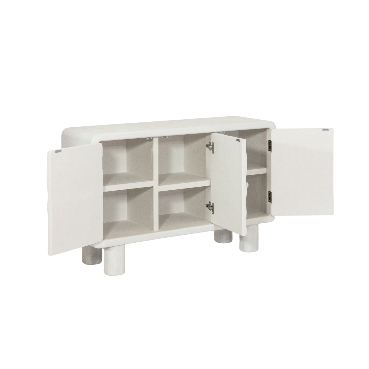 Buffet 3 portes en bois effet béton blanc Danaé