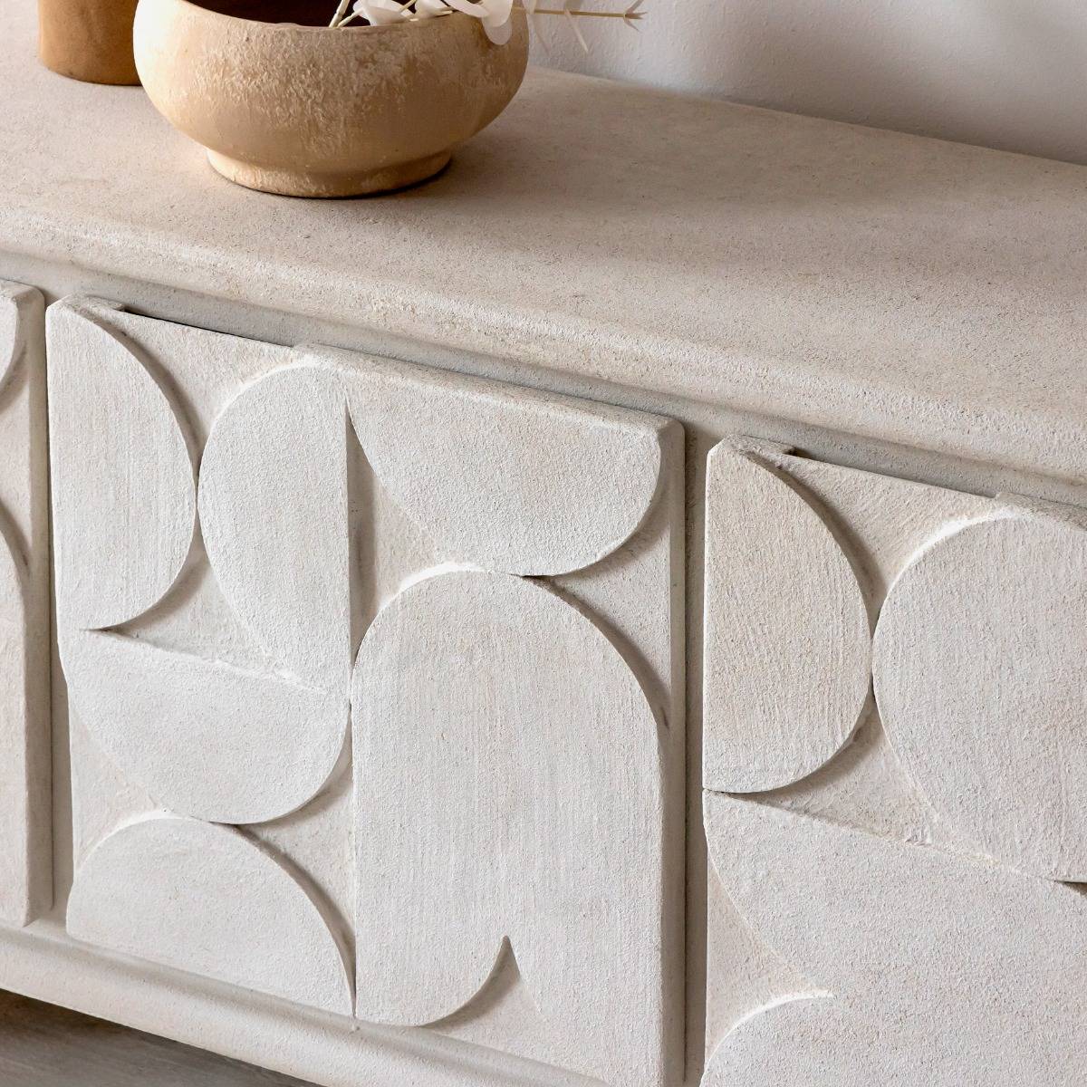 Buffet 3 portes en MDF blanc effet béton Danaé