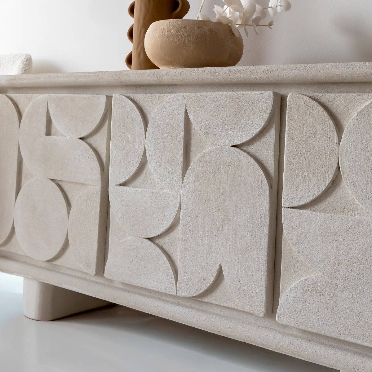 Buffet 3 portes en MDF blanc effet béton Danaé