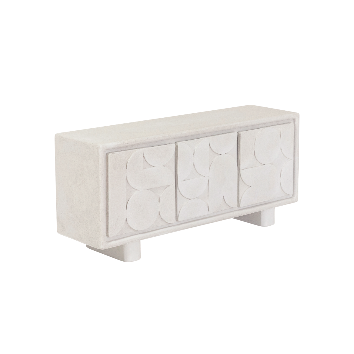 Buffet 3 portes en bois effet béton blanc Danaé