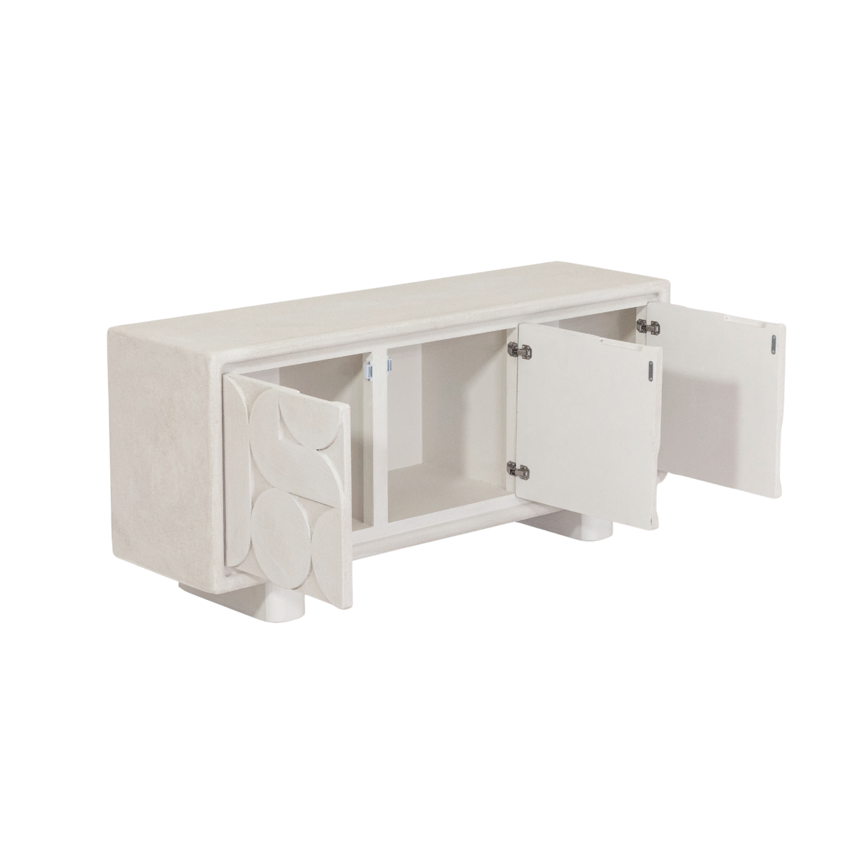 Buffet 3 portes en bois effet béton blanc Danaé