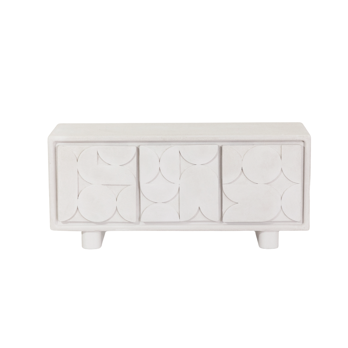 Buffet 3 portes en bois effet béton blanc Danaé