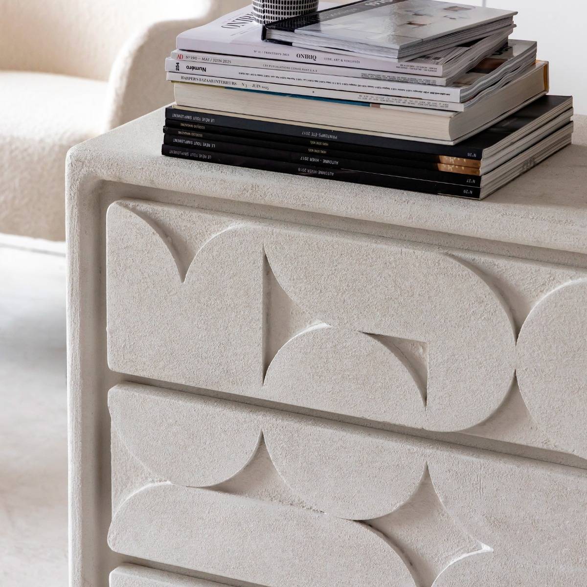 Commode en MDF blanc effet béton Danaé