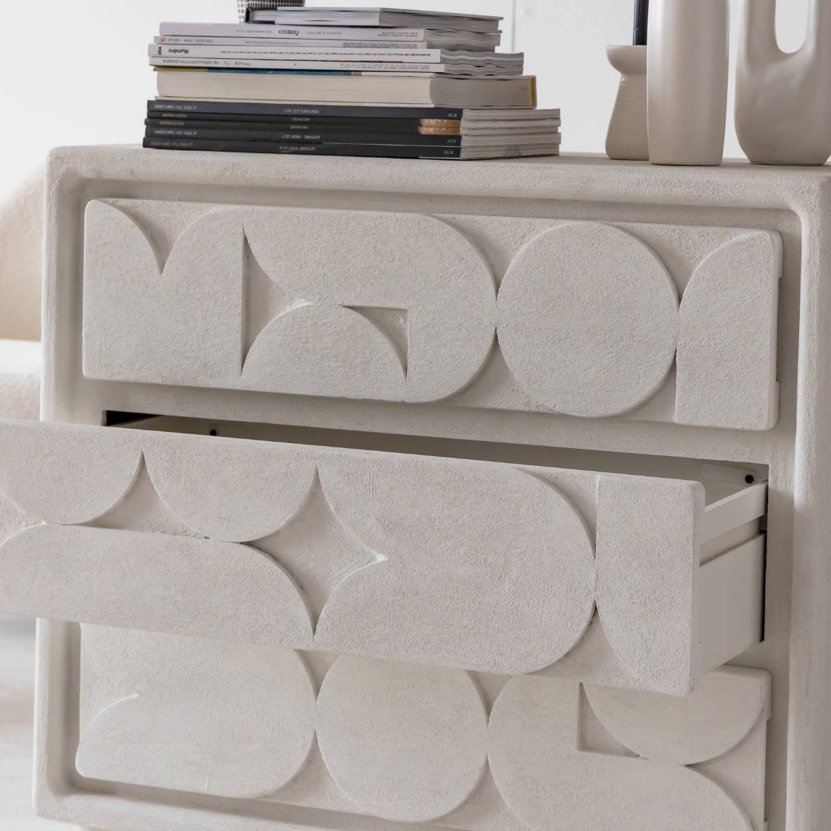Commode en MDF blanc effet béton Danaé