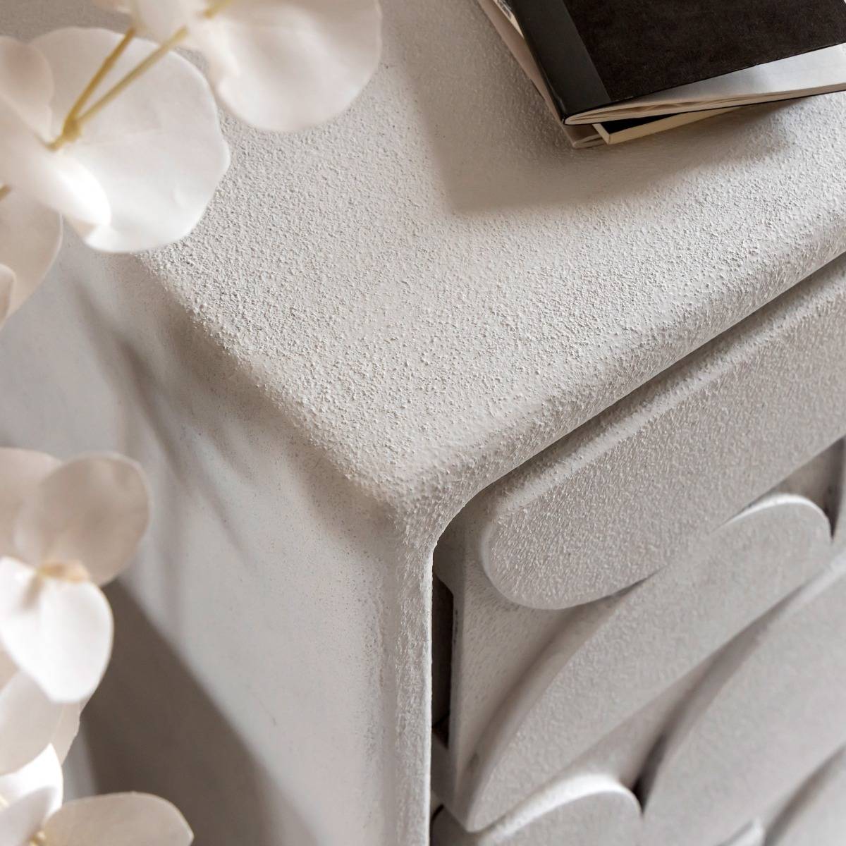 Petite commode 3 portes MDF blanc effet béton Danaé