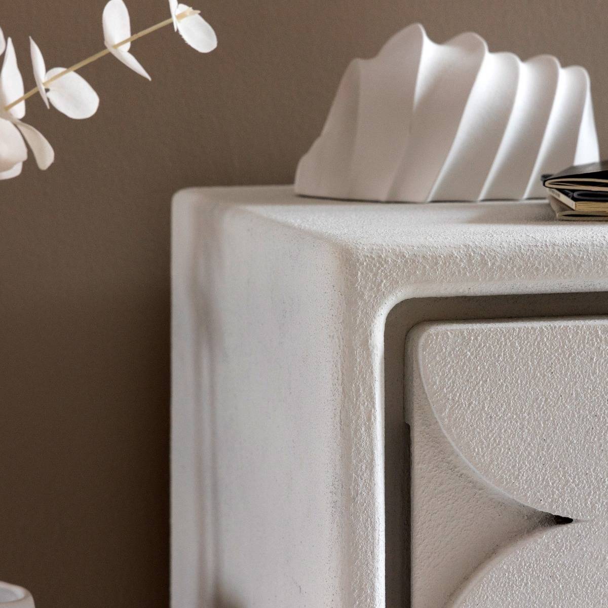Petite commode 3 portes MDF blanc effet béton Danaé