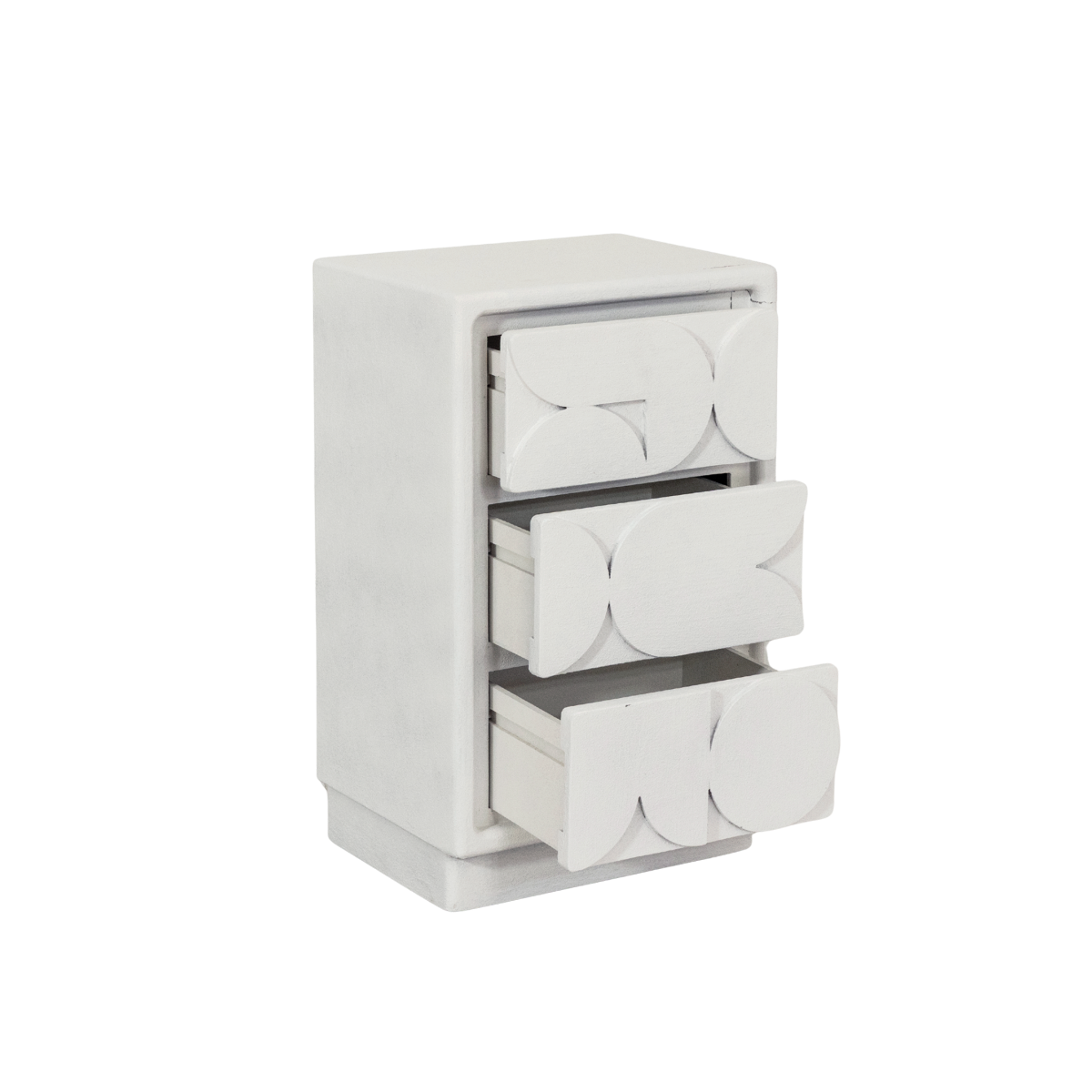 Petite commode 3 portes bois effet béton blanc Danaé