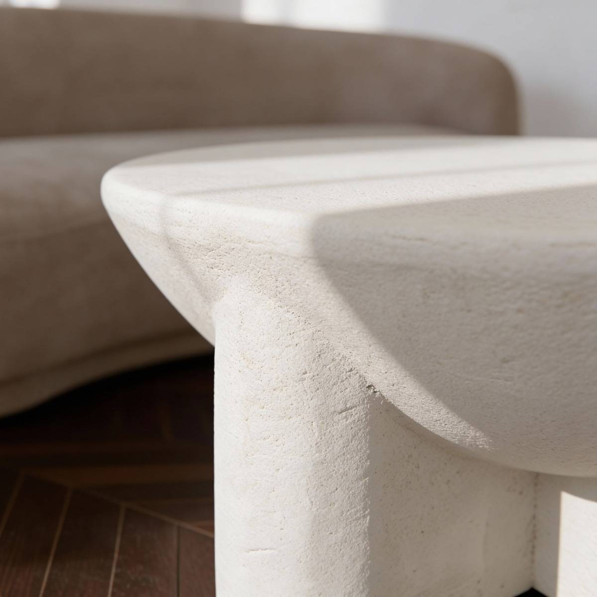 Table basse ronde en bois effet béton Danaé