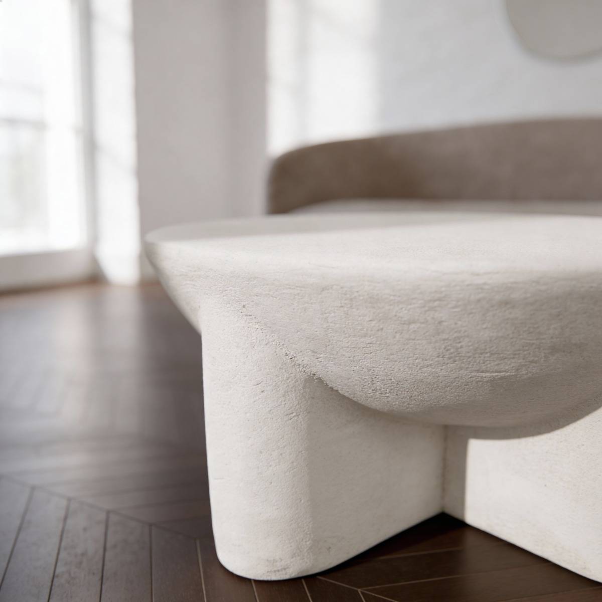 Table basse ronde en bois effet béton Danaé