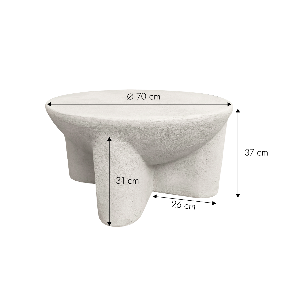 Table basse ronde en bois effet béton Danaé