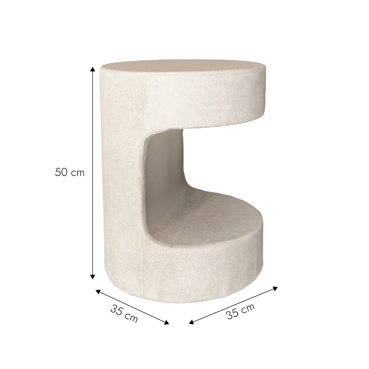Table de chevet ronde en bois effet béton Danaé