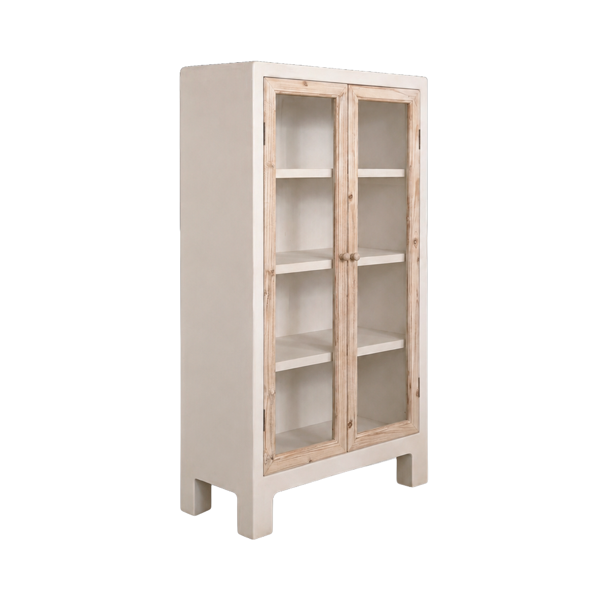 Vitrine en bois effet béton et bois de sapin Anaya