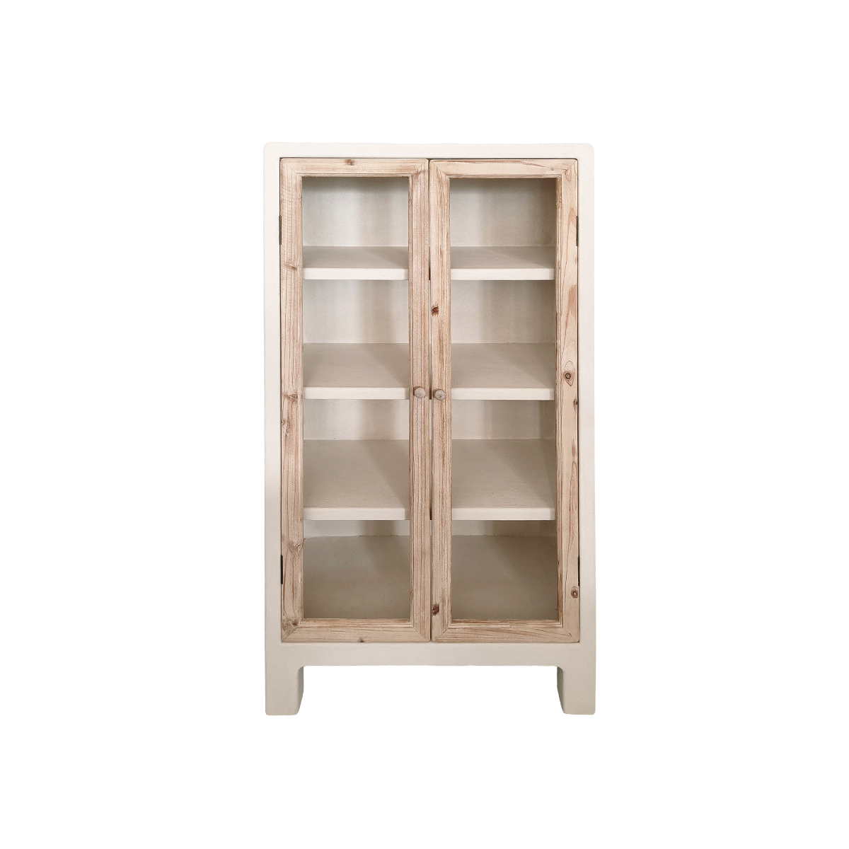 Vitrine en bois effet béton et bois de sapin Anaya