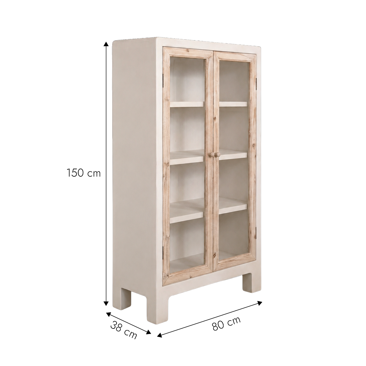 Vitrine en bois effet béton et bois de sapin Anaya