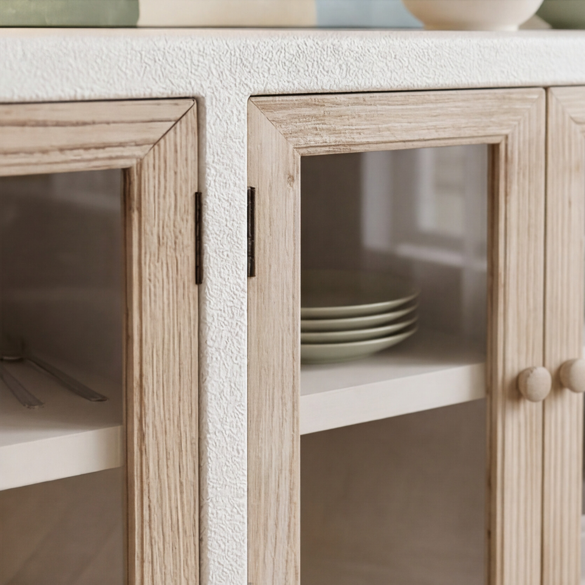 Buffet en bois effet béton et bois de sapin Anaya
