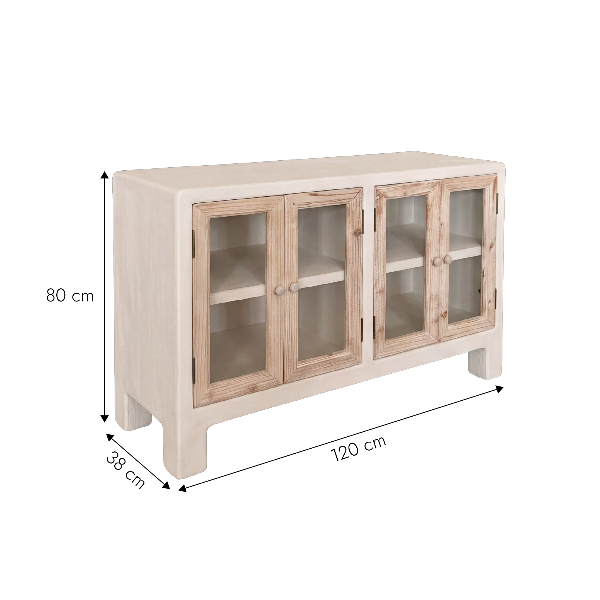 Buffet en bois effet béton et bois de sapin Anaya