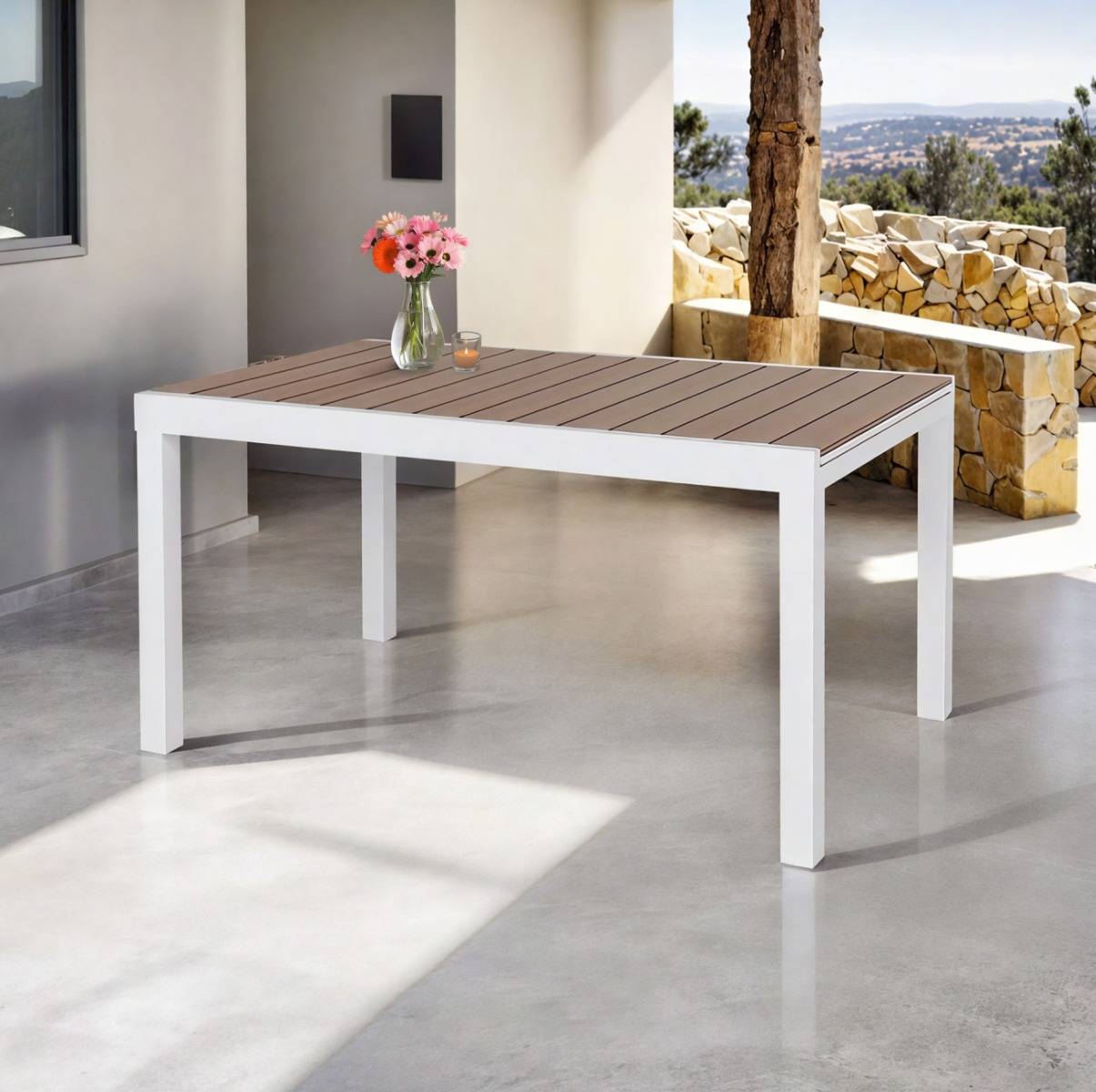 Table de jardin blanche en aluminium Ayden