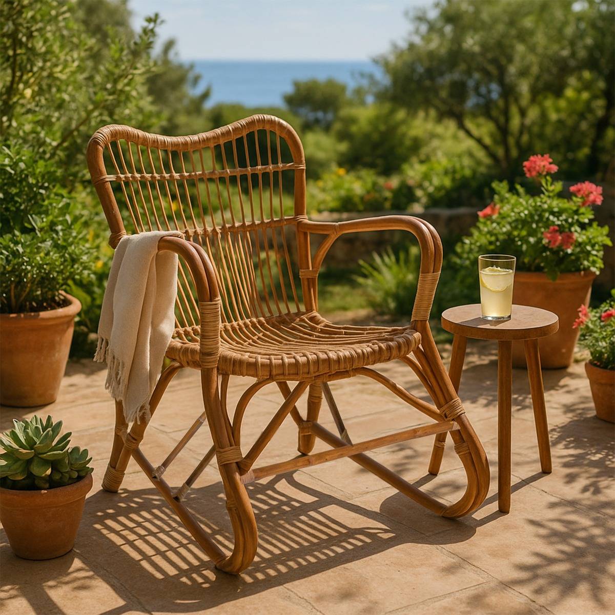 Fauteuil de jardin en rotin arrondi Rattan