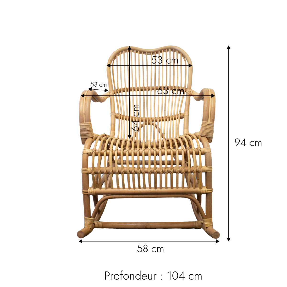 Rocking chair de jardin en rotin Rattan