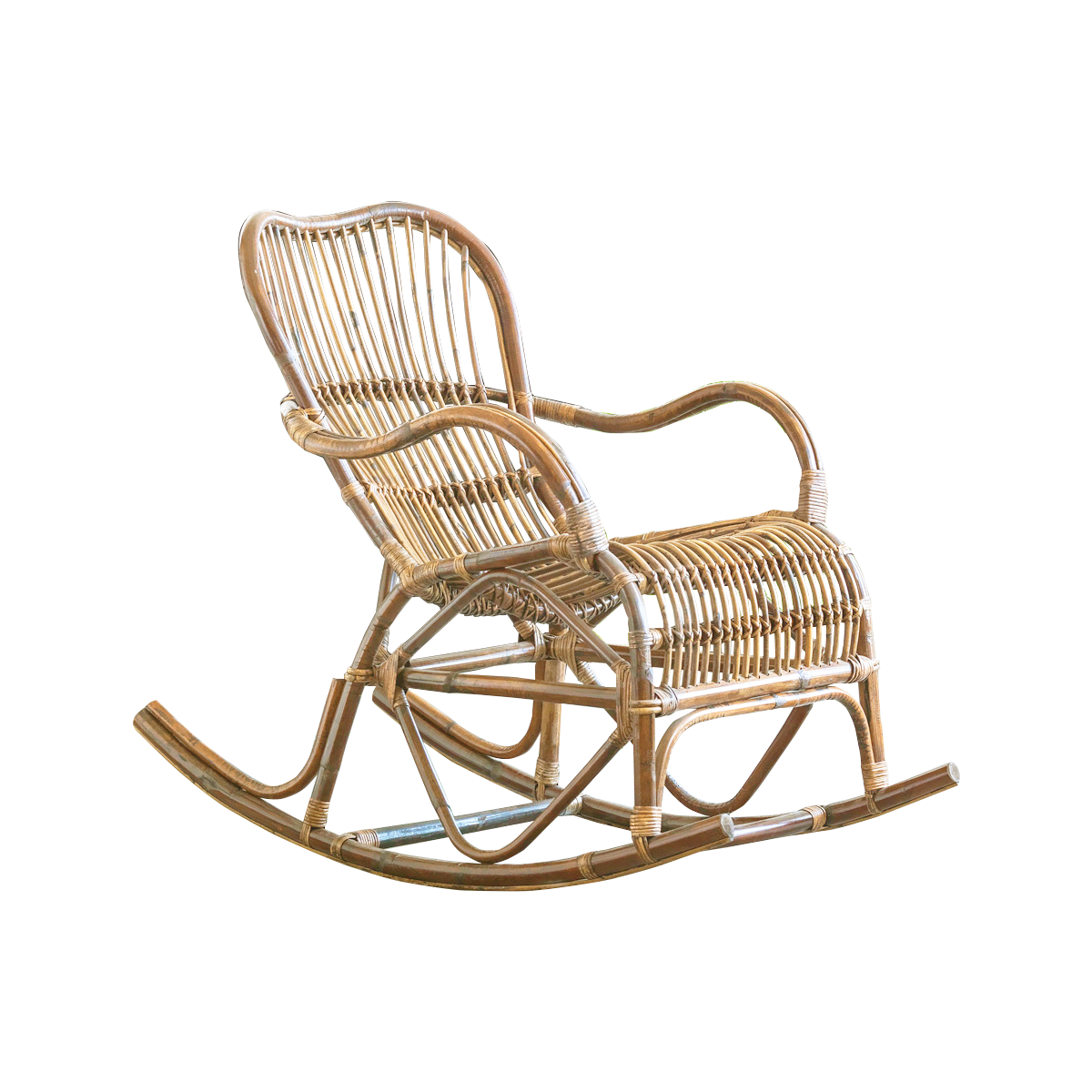 Rocking chair vintage en rotin