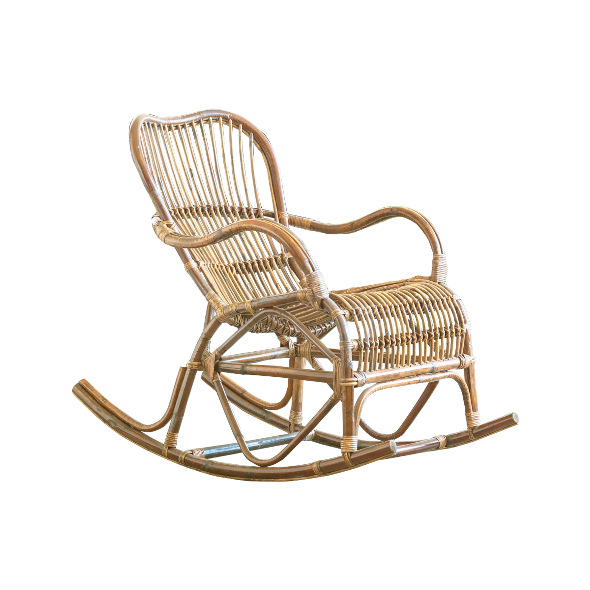 Rocking chair vintage en rotin Rattan