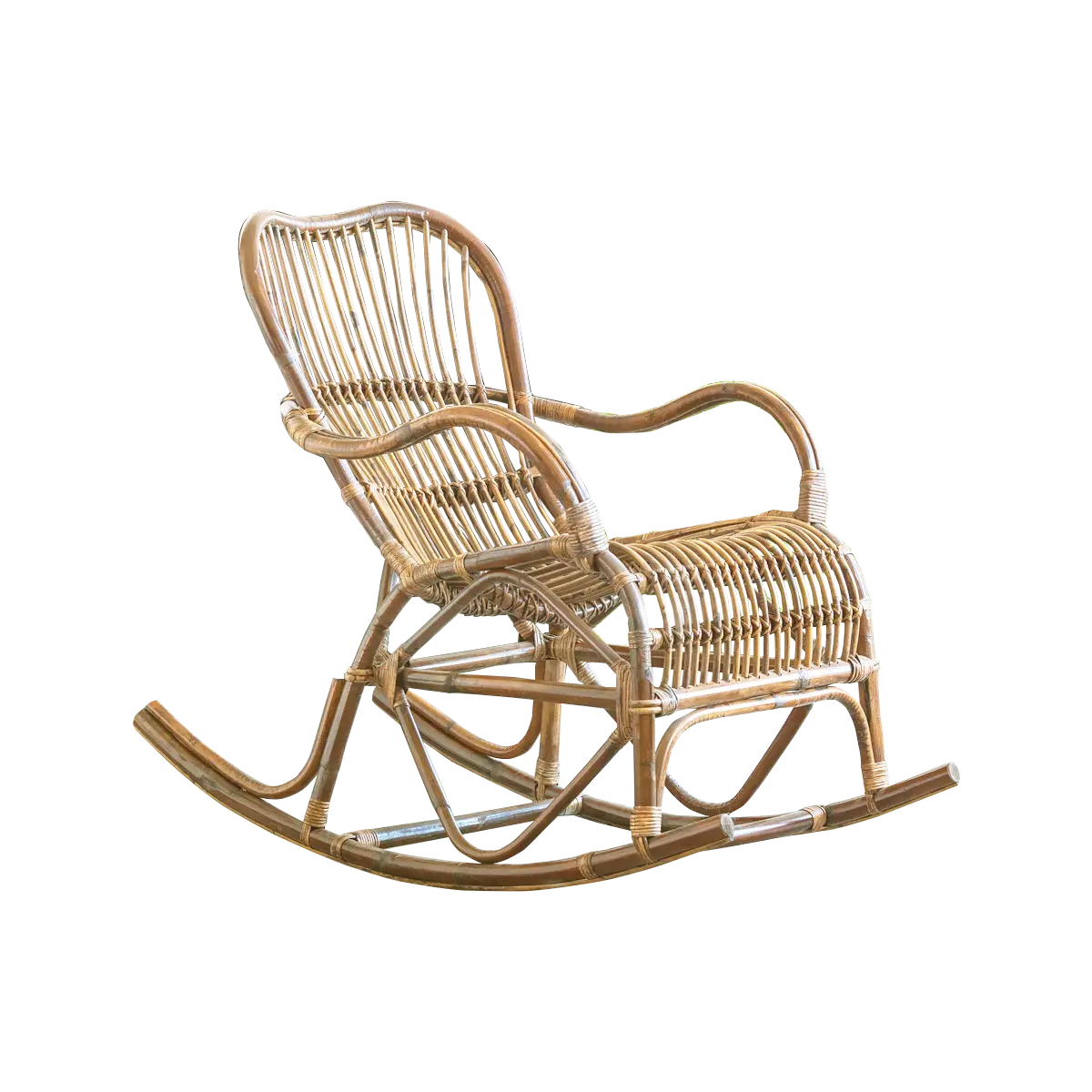 Rocking chair vintage en rotin Rattan