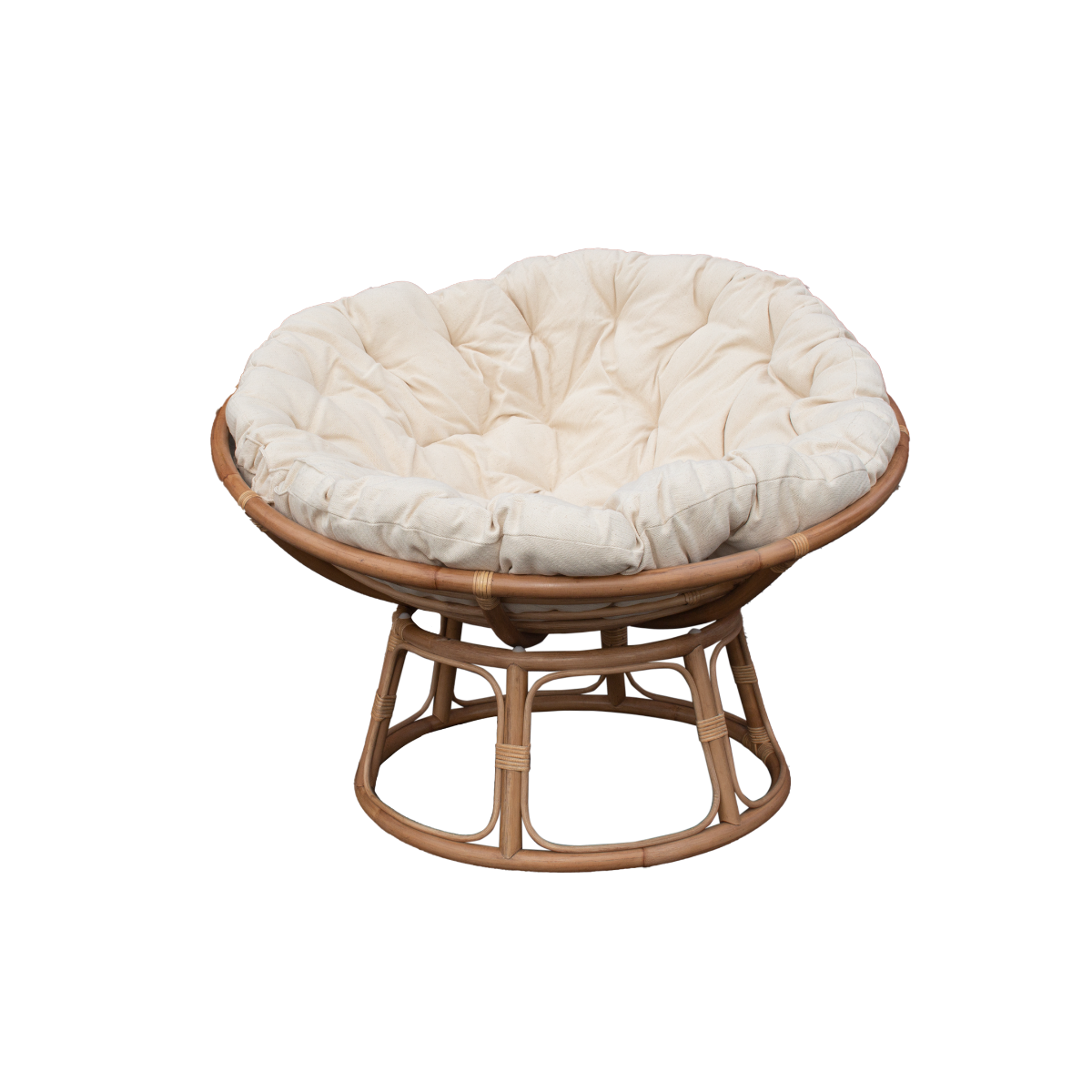 Fauteuil de jardin papasan en rotin avec coussin Rattan