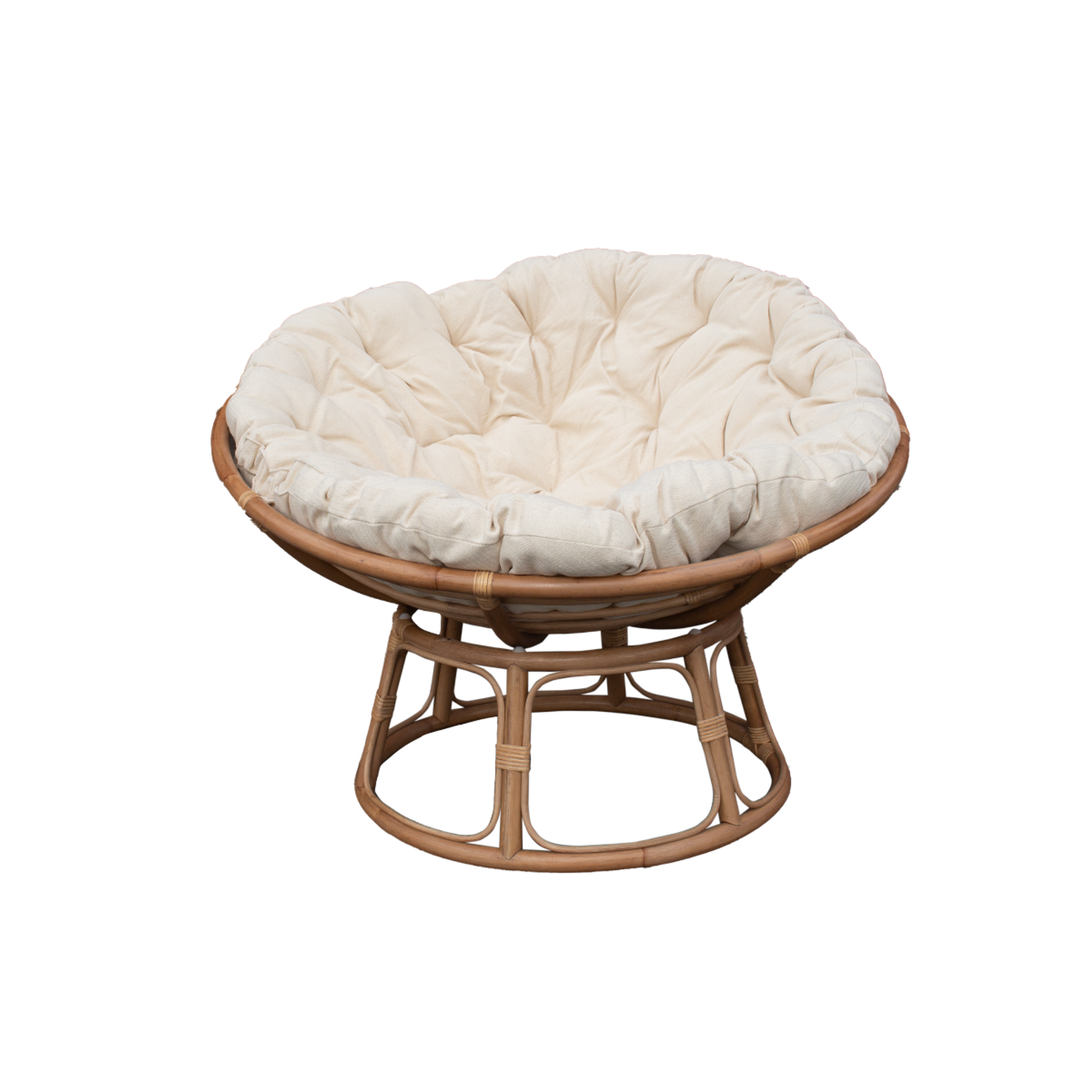 Fauteuil de jardin papasan en rotin avec coussin Rattan