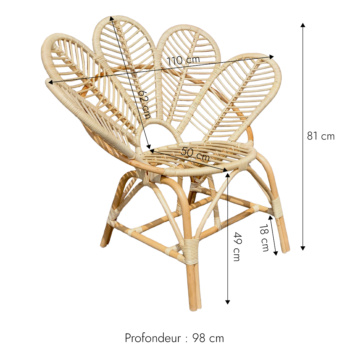Fauteuil de jardin en rotin fleur Rattan