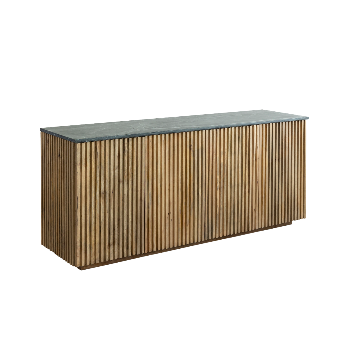 Meuble TV 4 portes en bois de manguier et marbre Betty