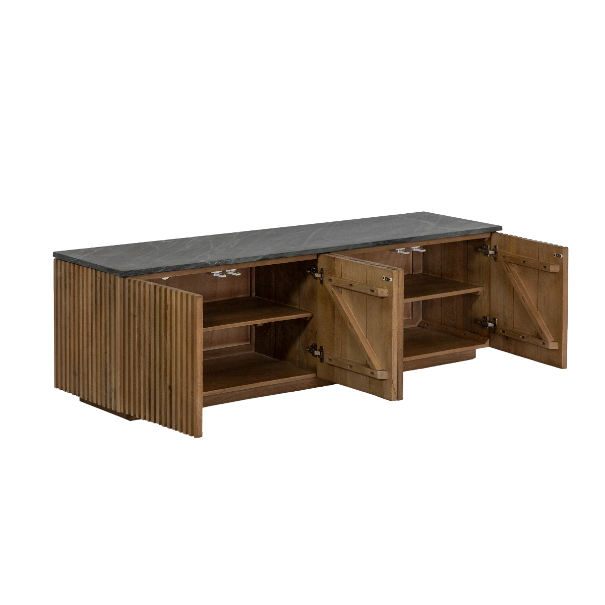 Meuble TV en bois de manguier et marbre Betty