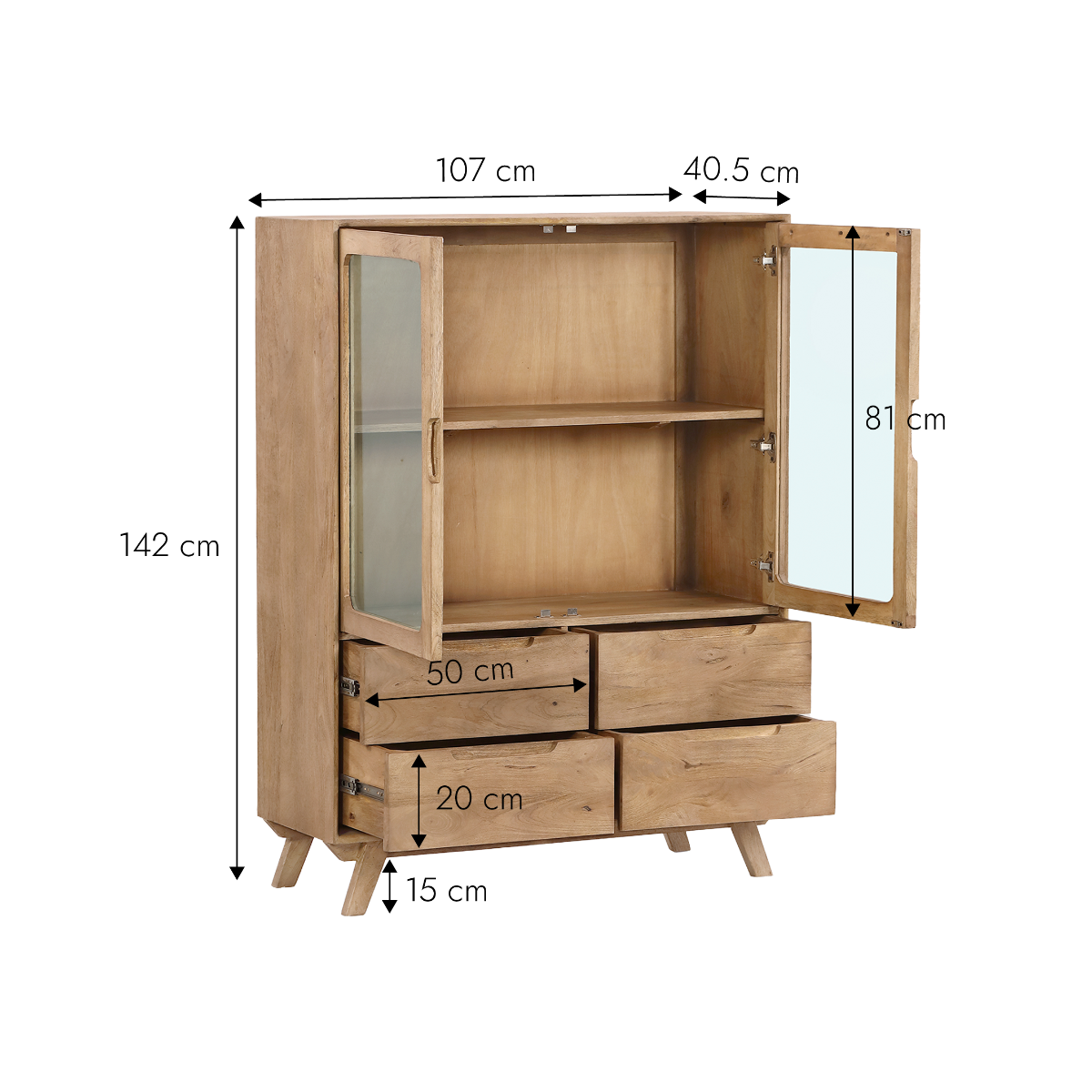 Vitrine en bois de manguier Folia