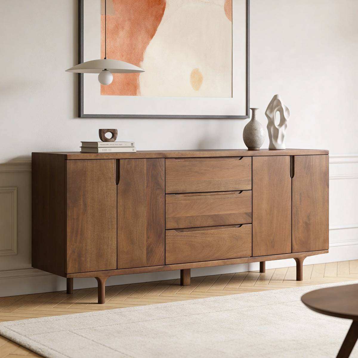 Buffet en bois de manguier foncé Warren