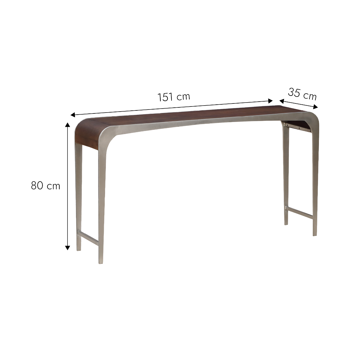 Console en bois de manguier et en métal Yolande