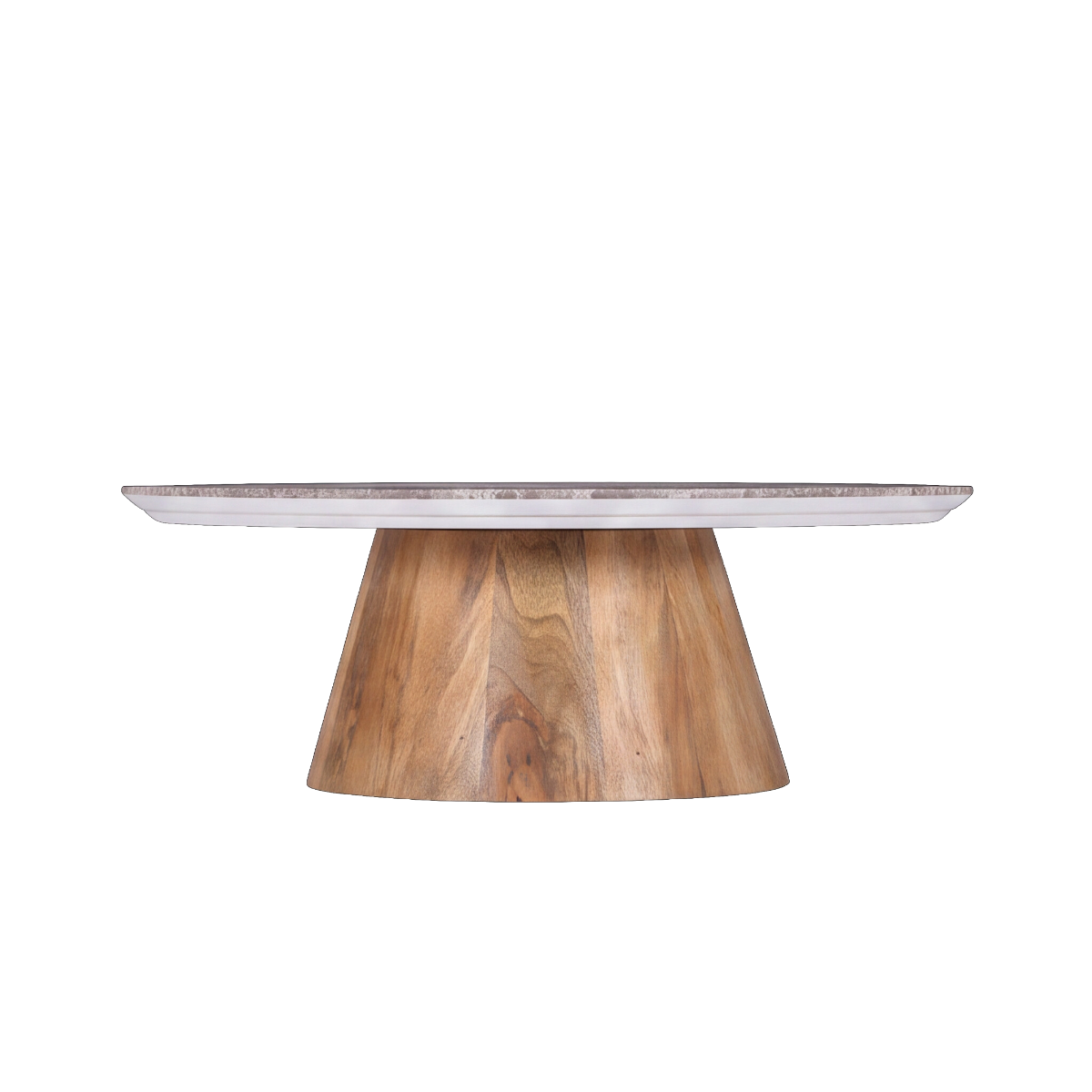 Table basse ronde en bois de manguier et en marbre Mélanie