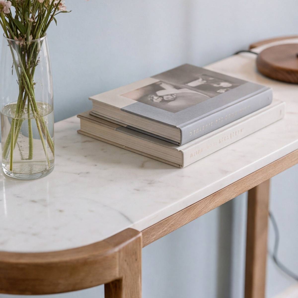 Console en bois de manguier et en marbre Aelyon