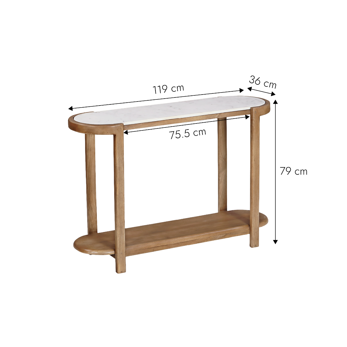 Console en bois de manguier et en marbre Aelyon