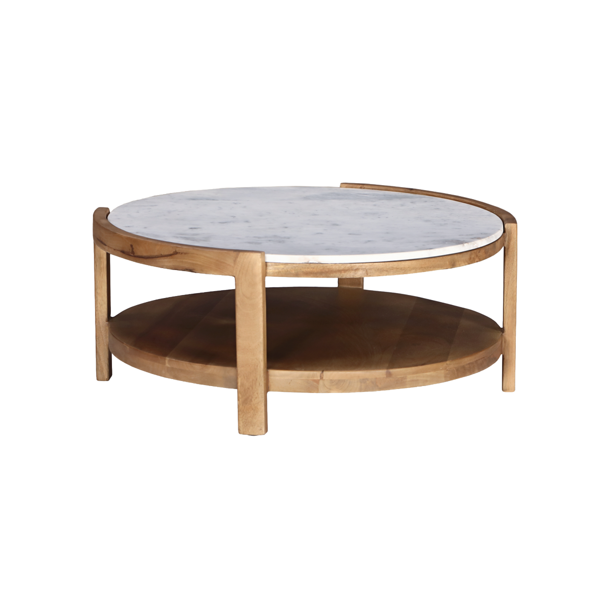 Table basse en bois de manguier et en marbre Saranne