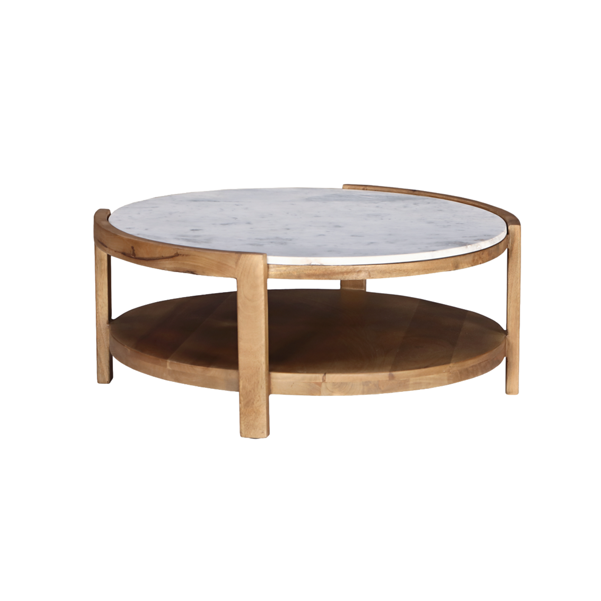 Table basse en bois de manguier et en marbre Aelyon