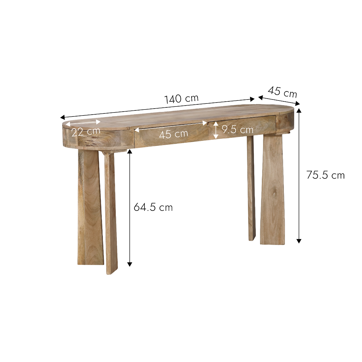 Console en bois de manguier Luméya