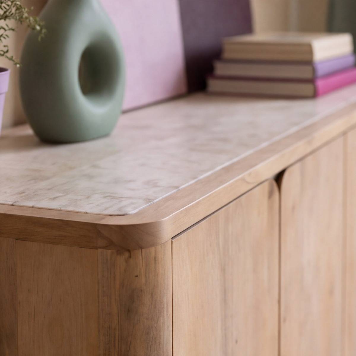 Buffet en bois de manguier et en marbre Luméya