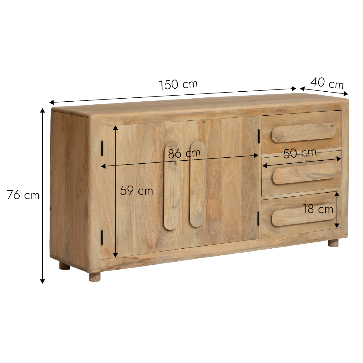 Buffet en bois de manguier Kael
