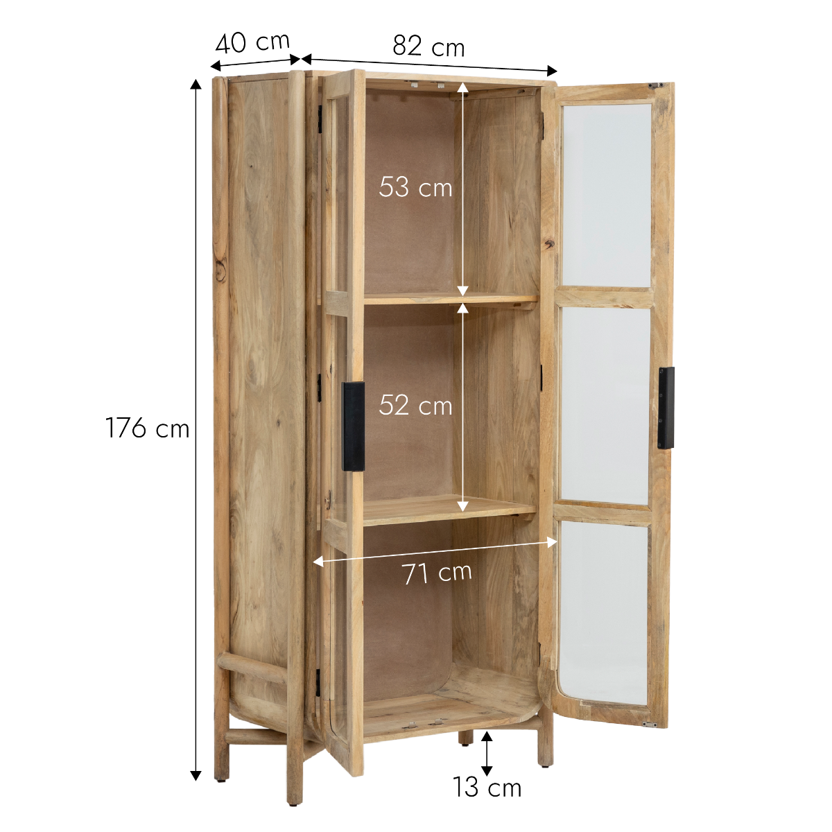 Vitrine haute en bois de manguier Nova