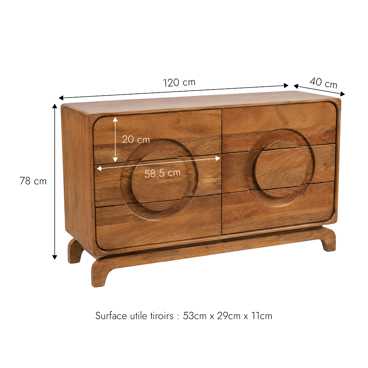Commode en bois de manguier Colette
