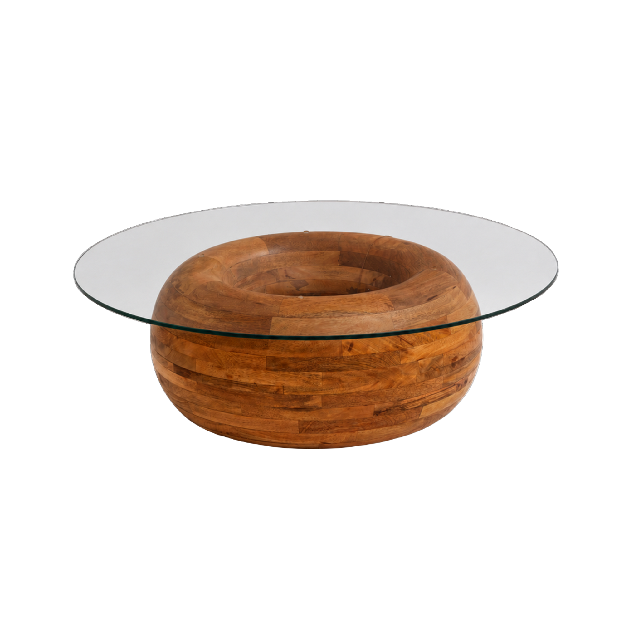 Table basse en bois de manguier miel et verre Nerys